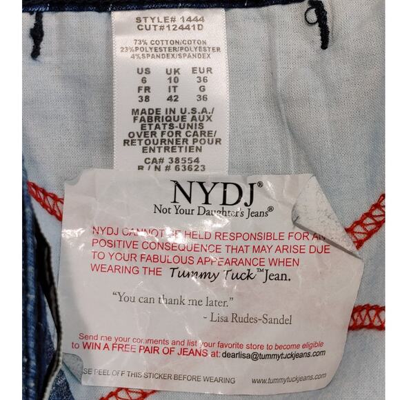 NYDJ Not Your Daughter's Tummy Tuck Jean Pinstripe Blue White Womens Size 6 NWT - Picture 4 of 9
